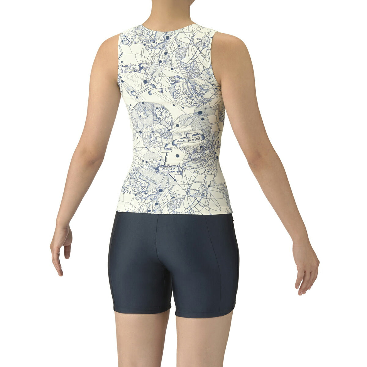 【arena(アリーナ)】レディース フィットネス水着 セパレート 上下セット フロントジップ AS5FWF52L