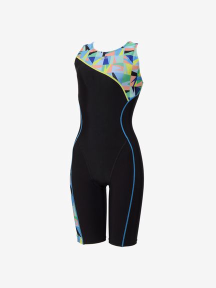 Speedo レディース フィットネス水着 パズルルースンニースキン PUZZLE LO-KNEE オールインワン フィットネス ジム プール SFW12611