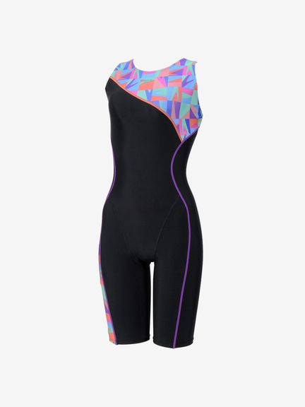 Speedo レディース フィットネス水着 パズルルースンニースキン PUZZLE LO-KNEE オールインワン フィットネス ジム プール SFW12611