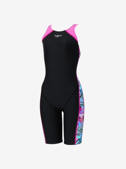 Speedo レディース 競泳水着 練習用水着 トレーニング水着 TurnS ターンズ ワーディングストライプスターンズパズルミニオープンバッグニースキン スピード オールインワン W-STRIPES T-MO KNE STW12607