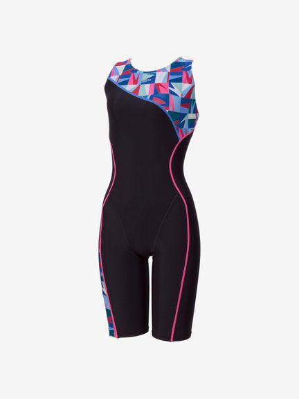 Speedo レディース フィットネス水着 パズルルースンニースキン PUZZLE LO-KNEE オールインワン フィットネス ジム プール SFW12611