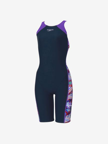 Speedo レディース 競泳水着 練習用水着 トレーニング水着 TurnS ターンズ ワーディングストライプスターンズパズルミニオープンバッグニースキン スピード オールインワン W-STRIPES T-MO KNE STW12607