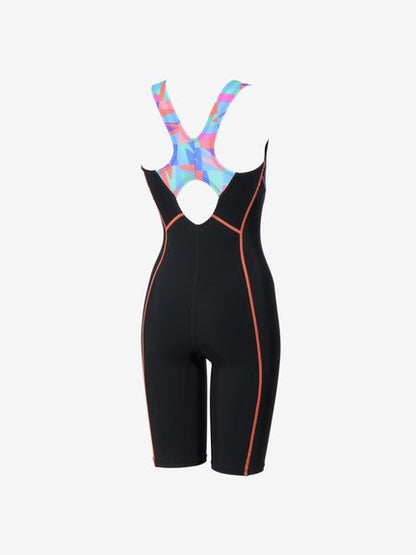 Speedo レディース フィットネス水着 パズルルースンニースキン PUZZLE LO-KNEE オールインワン フィットネス ジム プール SFW12611