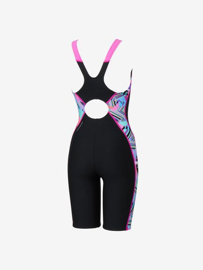 Speedo レディース 競泳水着 練習用水着 トレーニング水着 TurnS ターンズ ワーディングストライプスターンズパズルミニオープンバッグニースキン スピード オールインワン W-STRIPES T-MO KNE STW12607