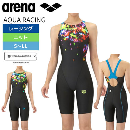 【arena（アリーナ）】レディース 競泳水着 レーシング水着  WA承認 AQUARACING（アクアレーシング）ワンピ－ススパッツ（ハーフレッグ） AS5FRC69L