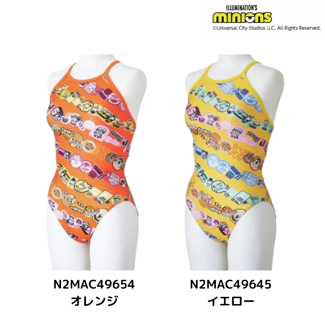 【MIZUNO（ミズノ）】ジュニア 女子 競泳水着 練習用水着 トレーニング水着 EXER SUITS（エクサースーツ）ミニオンズ ミディアムカット 120 130 140cm N2MAC496
