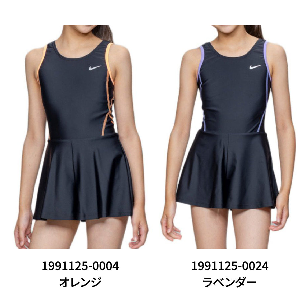 スクール水着 ジュニア 女子 水泳 ガールズキュロットワンピース 黒×オレンジ 110-170サイズ 1991125-0004 女子水着 キュロット