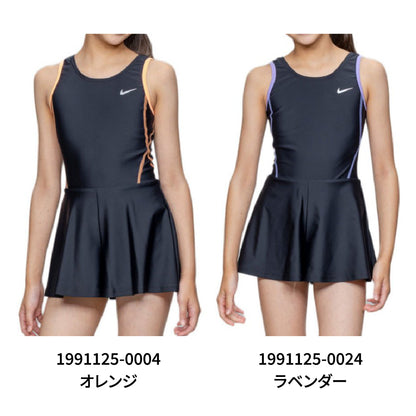 スクール水着 ジュニア 女子 水泳 ガールズキュロットワンピース 黒×オレンジ 110-170サイズ 1991125-0004 女子水着 キュロット