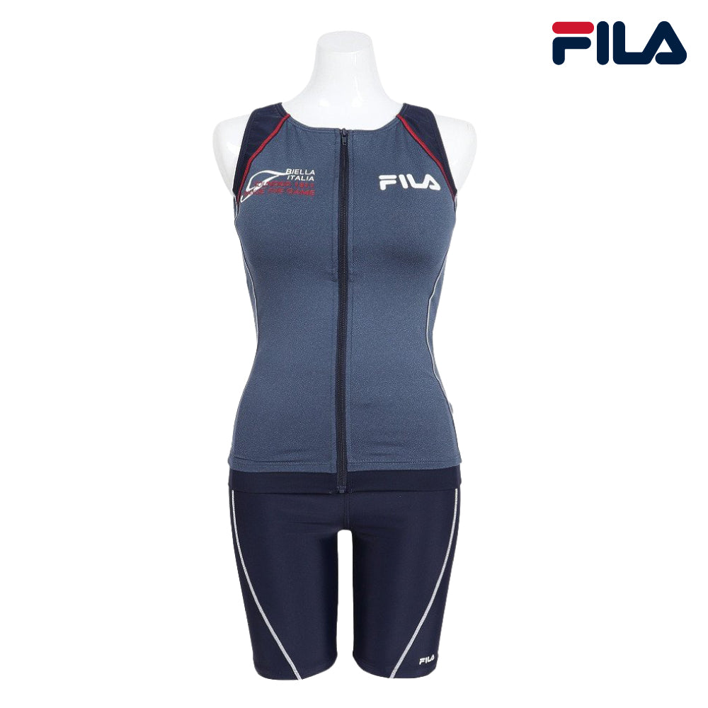 【FILA（フィラ）】レディース フィラ フィットネス水着 水泳 無地 ジップセパレート水着 M-LLサイズ 316601 上下セット ジップ