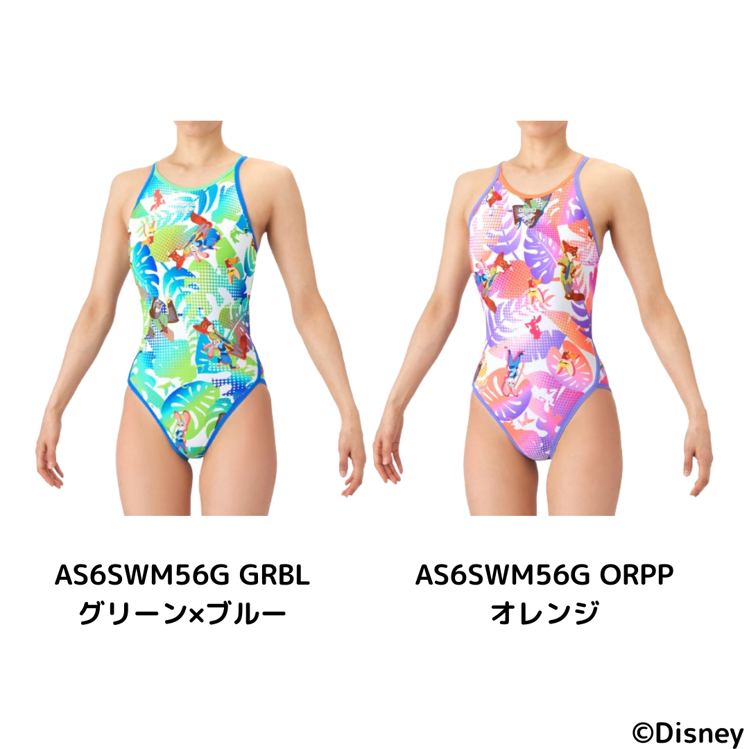 【arena(アリーナ)】ジュニア ガールズ 女子 競泳水着 練習用 トレーニング水着 TOUGHSUIT(タフスーツ) ディズニー ズートピア ニック ジュディ ワンピース Disney Zootopia AS6SWM56G