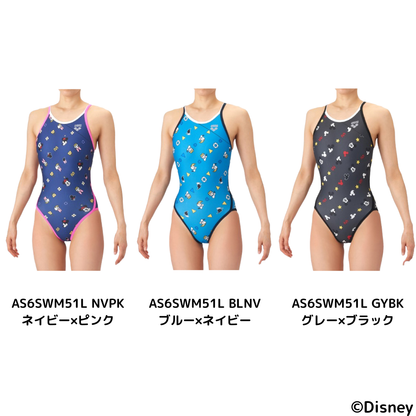 ★セール価格 1/31 23:59まで★【arena（アリーナ）】レディース 競泳水着 競泳用 トレーニング水着  ワンピース ミッキー ドナルド ミニー デイジー TOUGHSUIT（タフスーツ） ディズニー  Disney AS6SWM51L