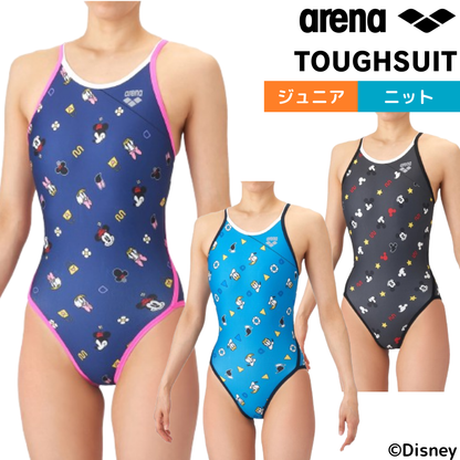 【arena（アリーナ）】ジュニア ガールズ 女子 競泳水着 練習用 トレーニング水着 TOUGHSUIT(タフスーツ) ディズニー ミッキー ドナルド ミニー デイジー ワンピース Disney AS6SWM51G