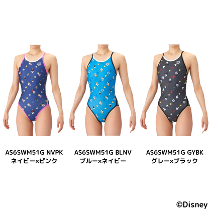 【arena（アリーナ）】ジュニア ガールズ 女子 競泳水着 練習用 トレーニング水着 TOUGHSUIT(タフスーツ) ディズニー ミッキー ドナルド ミニー デイジー ワンピース Disney AS6SWM51G