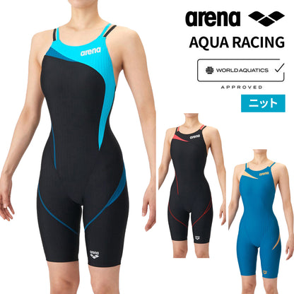 【arena（アリーナ）】レディース 競泳水着 レーシングワンピーススパッツ オープンバック・ハーフレッグ WA承認 AS6SRC56L