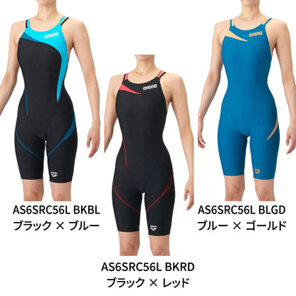 【arena（アリーナ）】レディース 競泳水着 レーシングワンピーススパッツ オープンバック・ハーフレッグ WA承認 AS6SRC56L