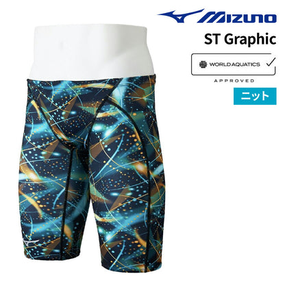 競泳水着 WA承認 レーシング水着 MIZUNO メンズ ST Graphic ハーフスパッツ ミズノ ニット素材 N2MBD044