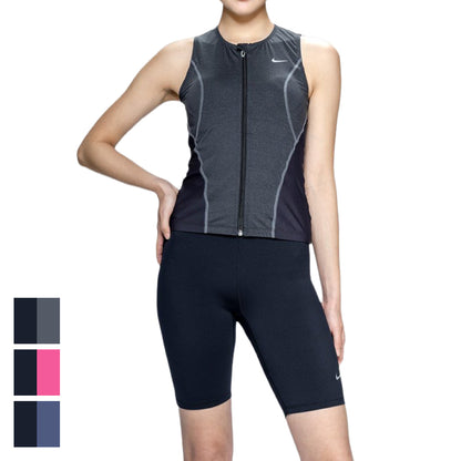 【NIKE（ナイキ）】レディース フィットネス水着 水泳 ジップ セパレーツ 黒 M-3Lサイズ 2993170-0009 上下セット 大きいサイズ