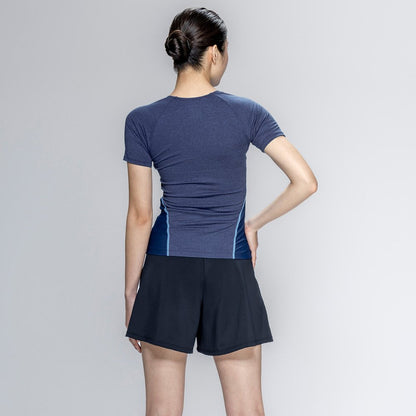 【NIKE（ナイキ）】レディース フィットネス水着 水泳 半袖 ジップ セパレーツ 黒 M-3Lサイズ 2993171-0009 上下セット フレアシルエット