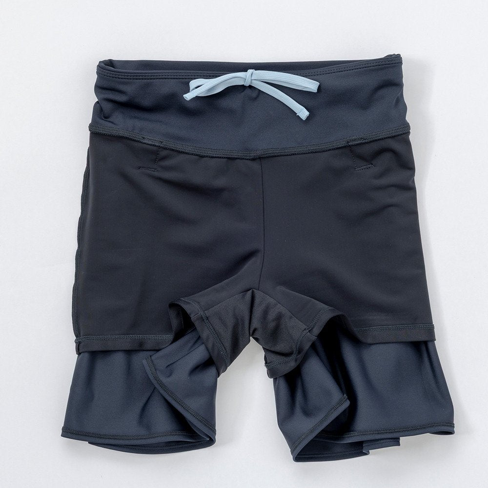 【NIKE（ナイキ）】レディース フィットネス水着 水泳 半袖 ジップ セパレーツ 黒 M-3Lサイズ 2993171-0009 上下セット フレアシルエット