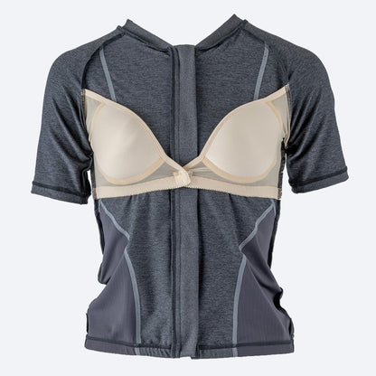 【NIKE（ナイキ）】レディース フィットネス水着 水泳 セミロングレギンス 半袖 ジップ セパレーツ 黒 M-LLサイズ 2993173-0009