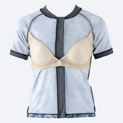 【NIKE（ナイキ）】レディース フィットネス水着 水泳 FA26シーズン プリント 半袖 セパレーツ ピンク M-LLサイズ 2993175-0003 上下セット