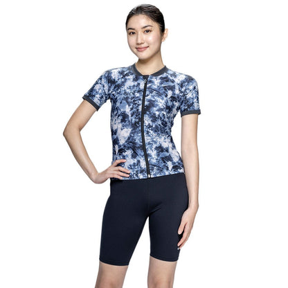 【NIKE（ナイキ）】レディース フィットネス水着 水泳 FA26シーズン プリント 半袖 セパレーツ ピンク M-LLサイズ 2993175-0003 上下セット