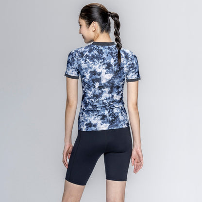 【NIKE（ナイキ）】レディース フィットネス水着 水泳 FA26シーズン プリント 半袖 セパレーツ ピンク M-LLサイズ 2993175-0003 上下セット