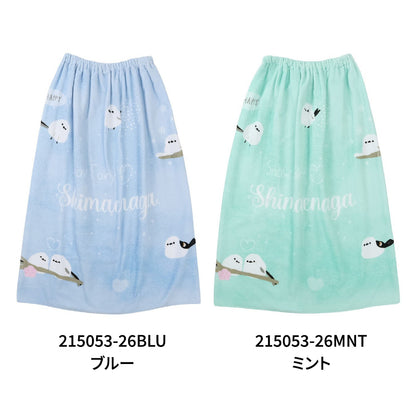 スイムタオル 水泳 タオル シマエナガ 青 80cm丈 215053 巻きタオル ラップタオル