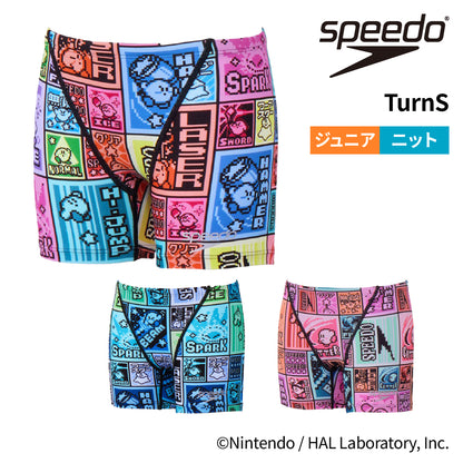 星のカービィコラボ第2弾 競泳水着 練習用 ジュニア 男子 スピード カービィ ドットブロック ターンズ ハーフボックス ボーイズ トレーニング水着 Speedo kirby STB52602