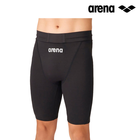 【arena（アリーナ）】メンズ フィットネス水着 フィットネススパッツ ハーフレッグ 黒×シルバー M-LLサイズ arena AS6FWF74M BKSL お腹周りサポート