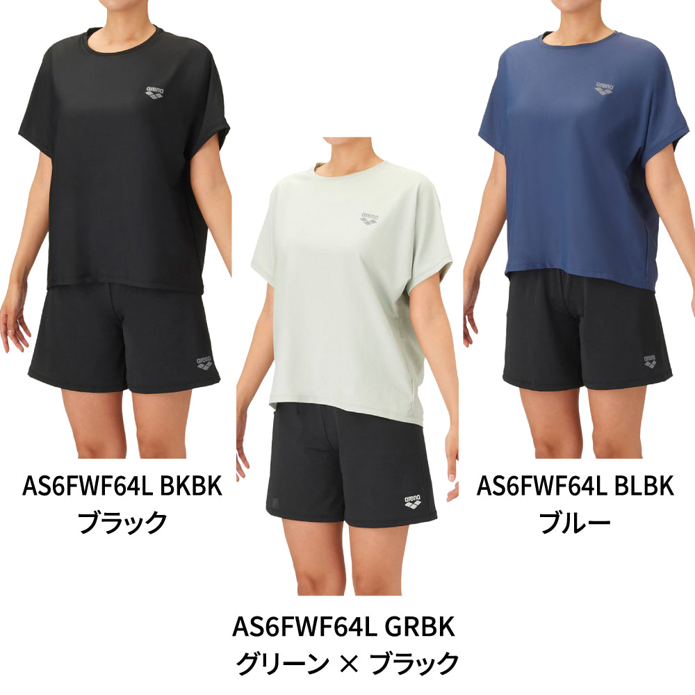 【arena（アリーナ）】レディース 水着 水泳 フィットネスセパレート Yバック ミドルレッグ Tシャツ 3点セット S-LLサイズ AS6FWF64L