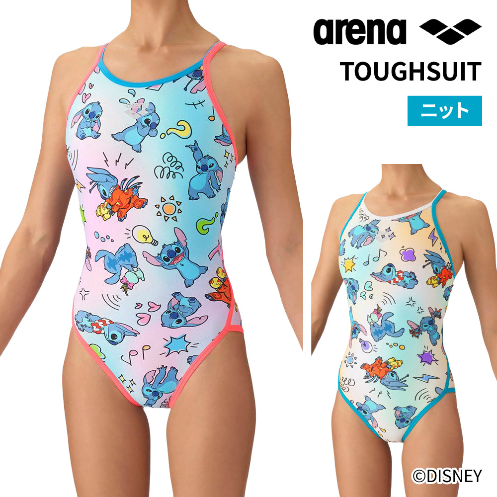 【arena（アリーナ）】競泳水着 練習用 トレーニング水着 TOUGHSUIT タフスーツ レディース ワンピース S-LLサイズ AS6FWM56L ディズニー スティッチ