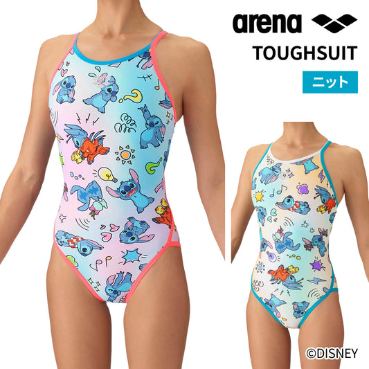 【arena（アリーナ）】競泳水着 練習用 トレーニング水着 TOUGHSUIT タフスーツ レディース ワンピース S-LLサイズ AS6FWM56L ディズニー スティッチ