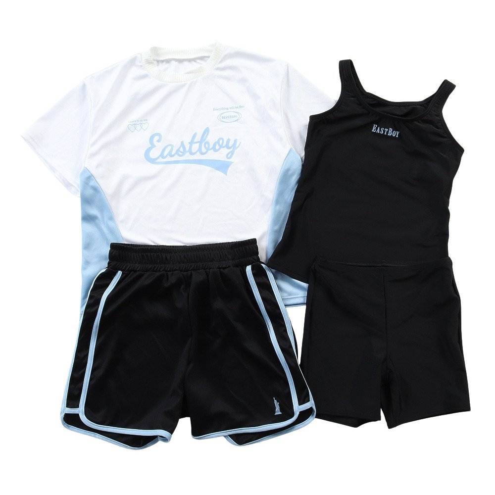 【EASTBOY（イーストボーイ）】ジュニア スクール水着 女子 水泳 スポT付タンクセット4P 130-160サイズ 3363311 4点セット セパレート
