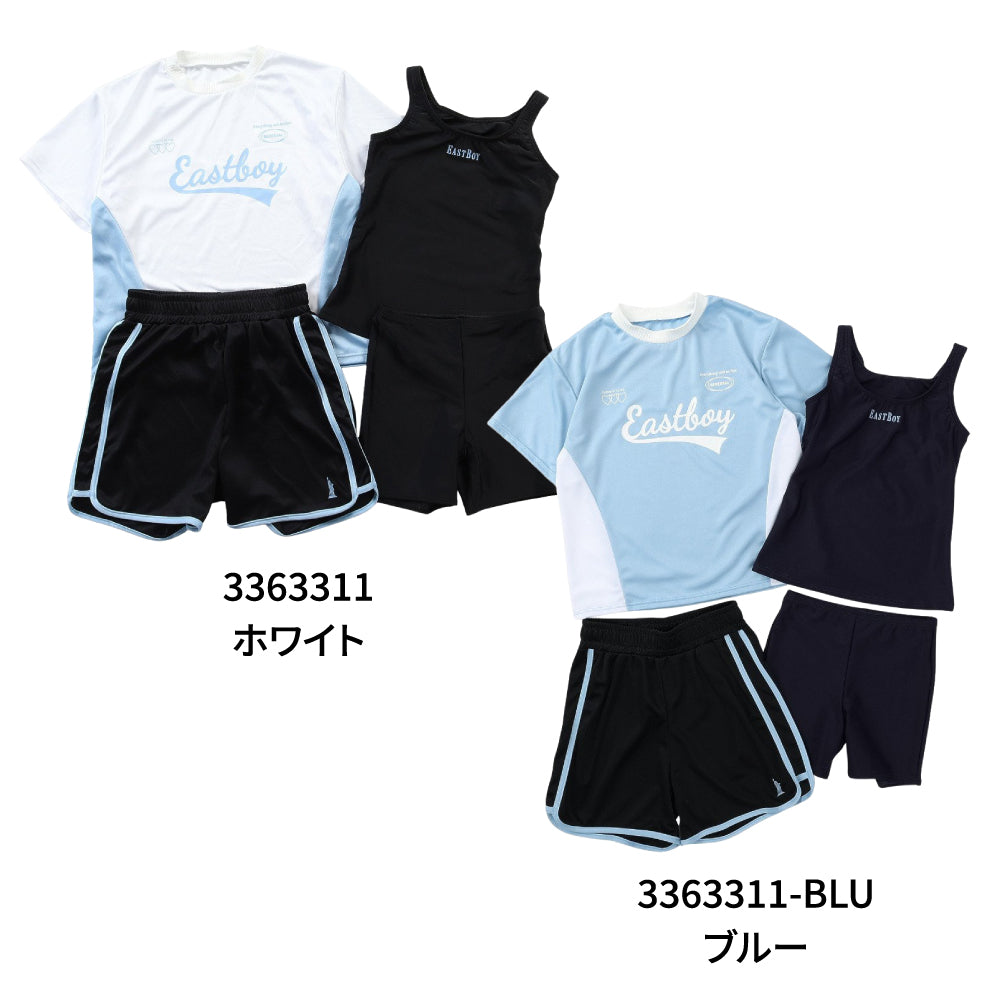 【EASTBOY（イーストボーイ）】ジュニア スクール水着 女子 水泳 スポT付タンクセット4P 130-160サイズ 3363311 4点セット セパレート
