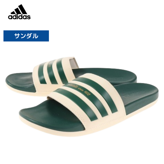 【adidas(アディダス)】スポーツサンダル アディレッタ コンフォート ホワイト グリーン GW8754 スライド 軽量 レジャー タウン