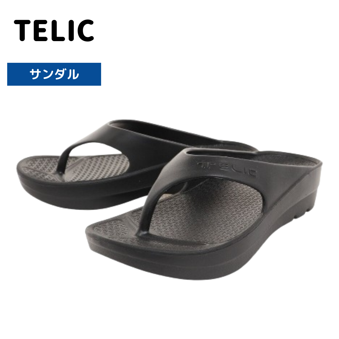 【TELIC テリック】スポーツサンダル W-FLIPFLOP BLK ブラック 鼻緒付き シャワーサンダル リカバリー レジャー ビーチ プール 厚底