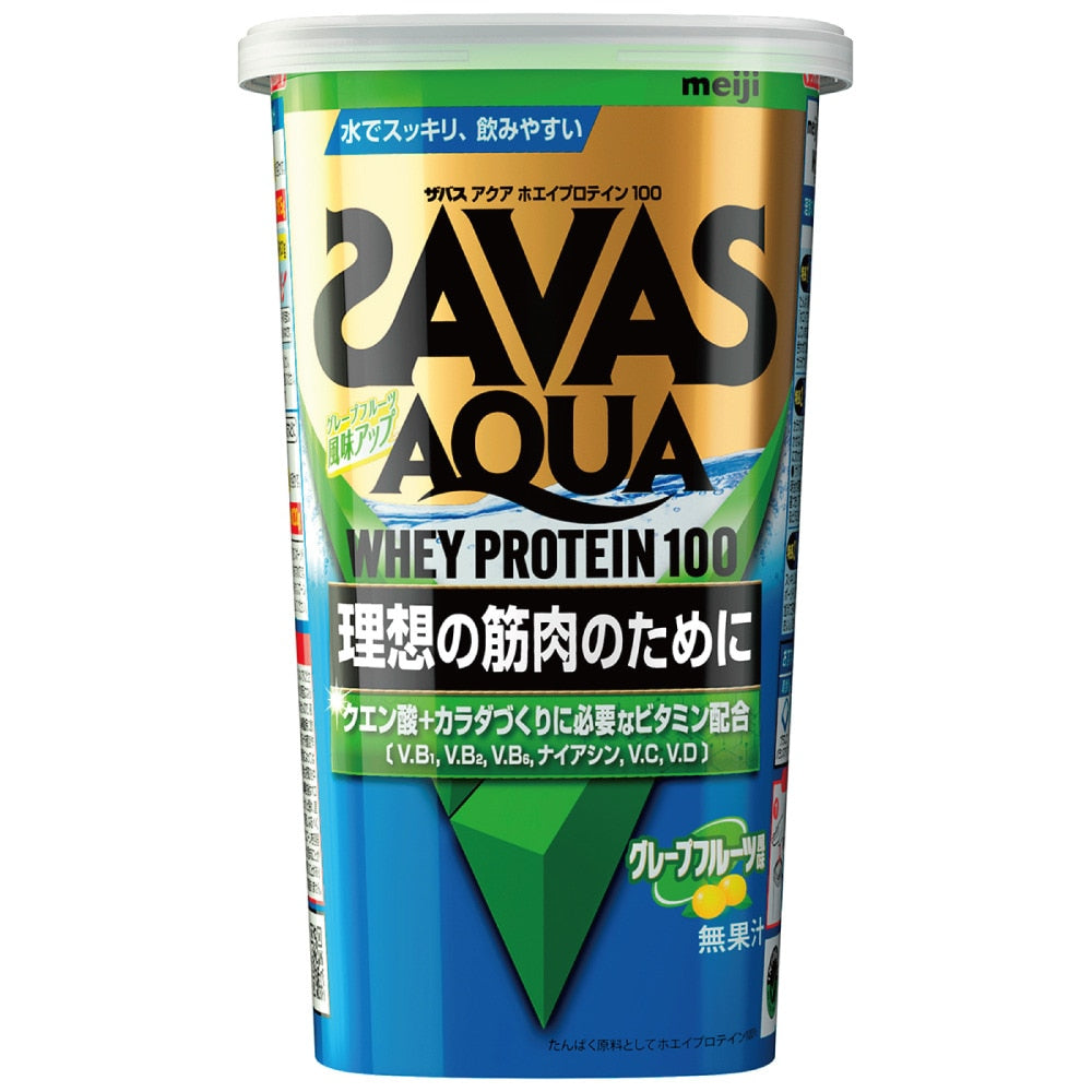 【SAVAS】アクア ホエイプロテイン100 クエン酸 4種のビタミンB群 ビタミンC ビタミンD配合 グレープフルーツ風味 2631118 280g
