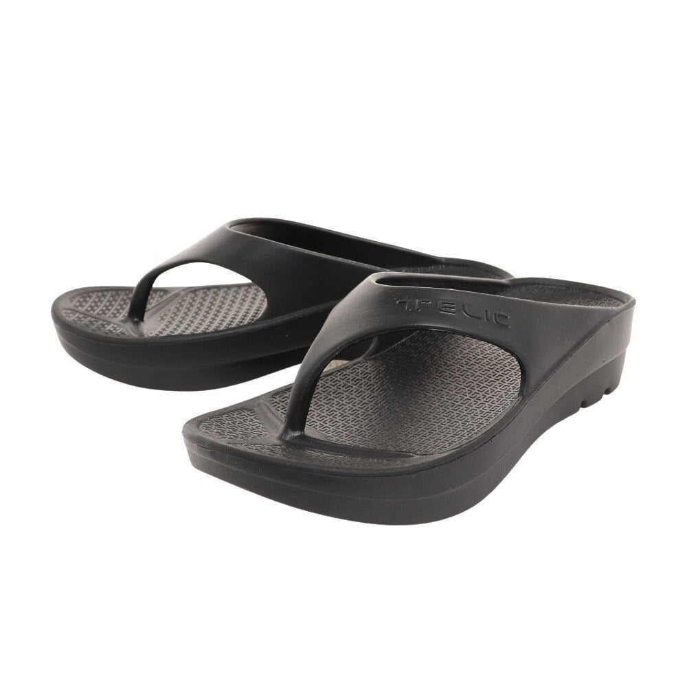 【TELIC テリック】スポーツサンダル W-FLIPFLOP BLK ブラック 鼻緒付き シャワーサンダル リカバリー レジャー ビーチ プール 厚底