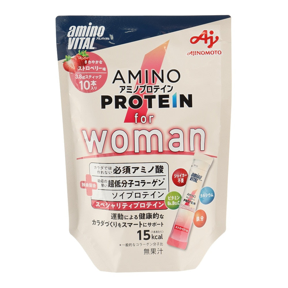 アミノバイタル アミノプロテイン for woman ストロベリー味 10本入り ソイプロテイン アミノ酸 コラーゲン