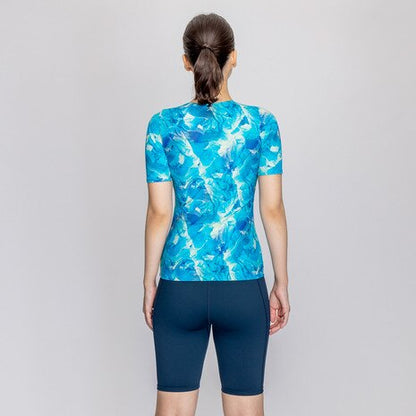 【NIKE（ナイキ）】レディース フィットネス水着 総柄 ジップ付き 半袖 セパレーツ 2993131