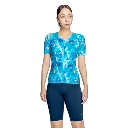 【NIKE（ナイキ）】レディース フィットネス水着 総柄 ジップ付き 半袖 セパレーツ 2993131