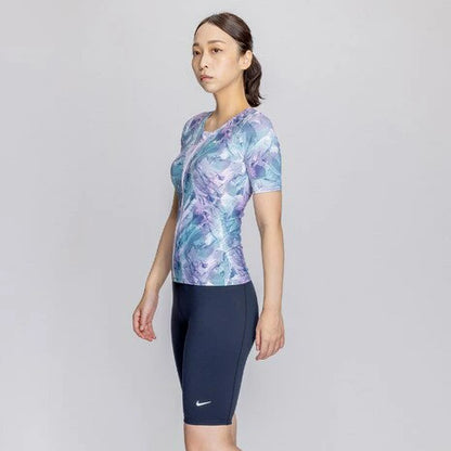 【NIKE（ナイキ）】レディース フィットネス水着 総柄 ジップ付き 半袖 セパレーツ 2993131