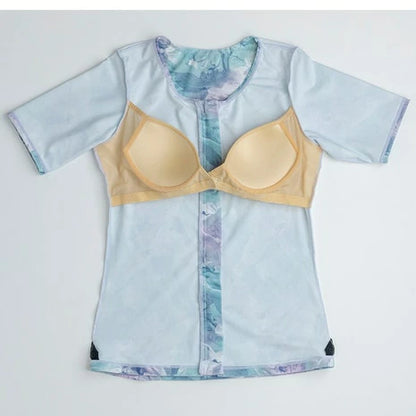 【NIKE（ナイキ）】レディース フィットネス水着 総柄 ジップ付き 半袖 セパレーツ 2993131