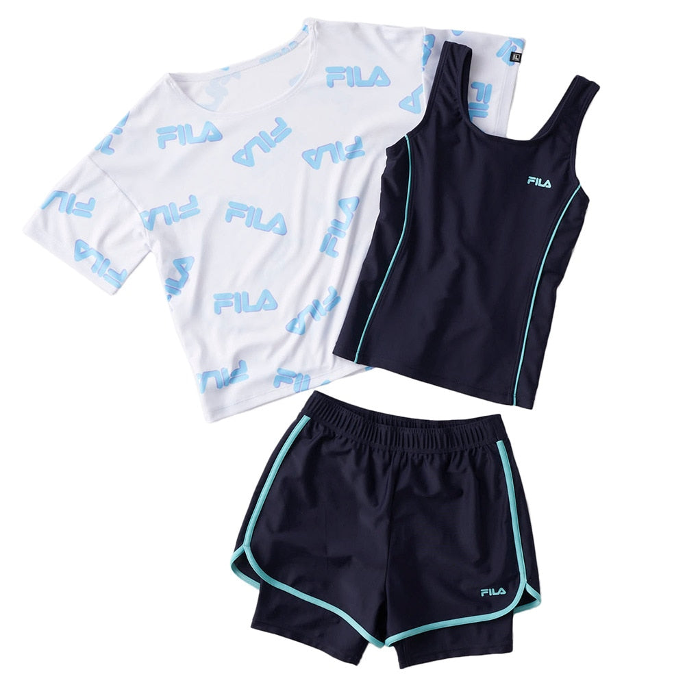 FILA（フィラ）】ジュニア 女子 スクール水着 Tシャツセット オン