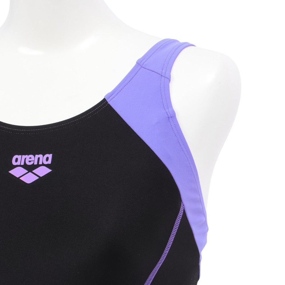 水着 フィットネスワンピーススパッツ 水泳 アクアエクサ 黒 青 M-LLサイズ AS5SWF00L BKBL オープンバック ハーフレッグ丈