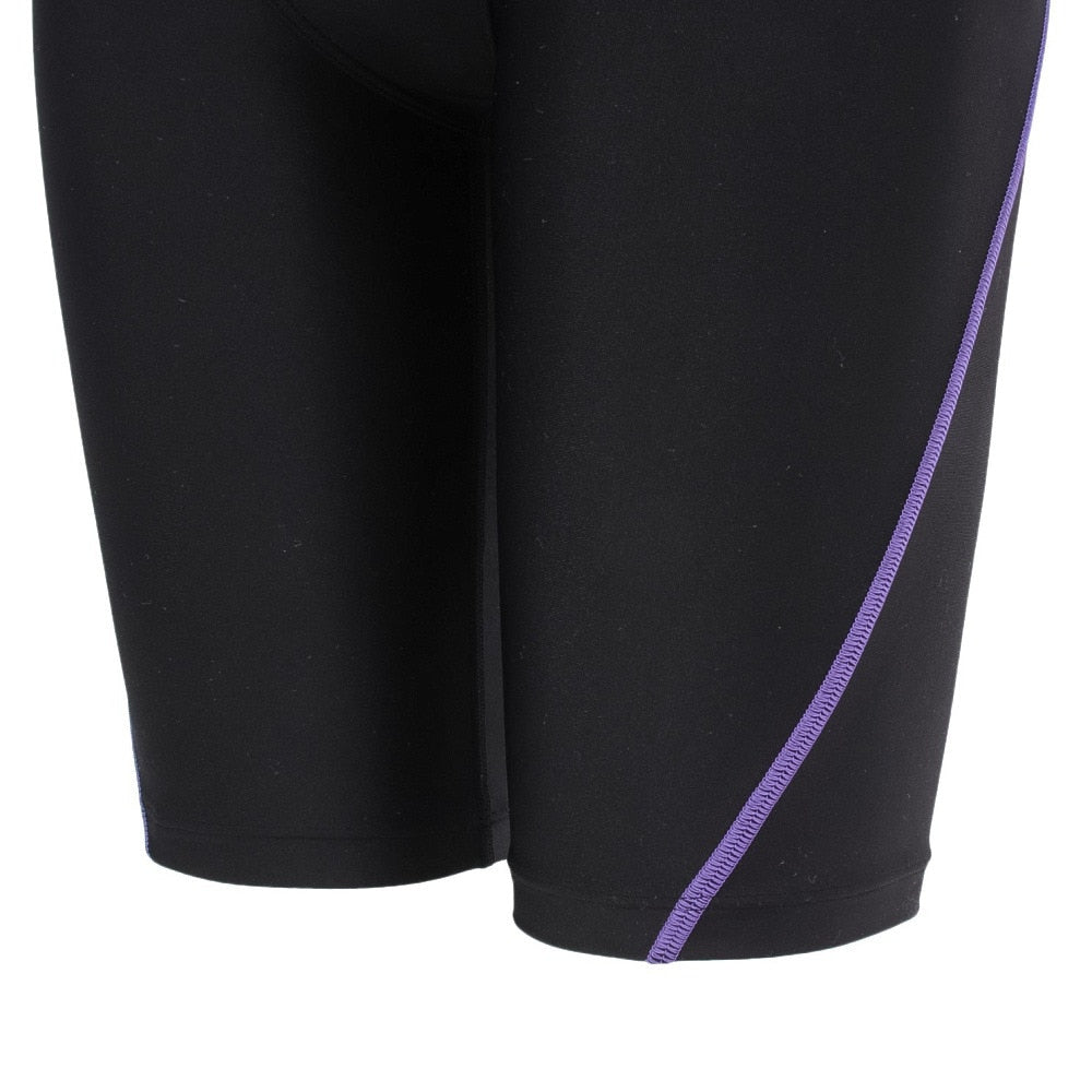 水着 フィットネスワンピーススパッツ 水泳 アクアエクサ 黒 青 M-LLサイズ AS5SWF00L BKBL オープンバック ハーフレッグ丈