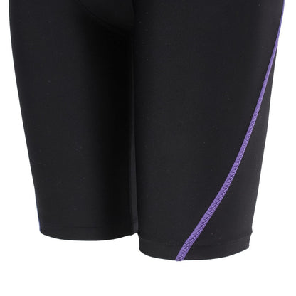 水着 フィットネスワンピーススパッツ 水泳 アクアエクサ 黒 青 M-LLサイズ AS5SWF00L BKBL オープンバック ハーフレッグ丈