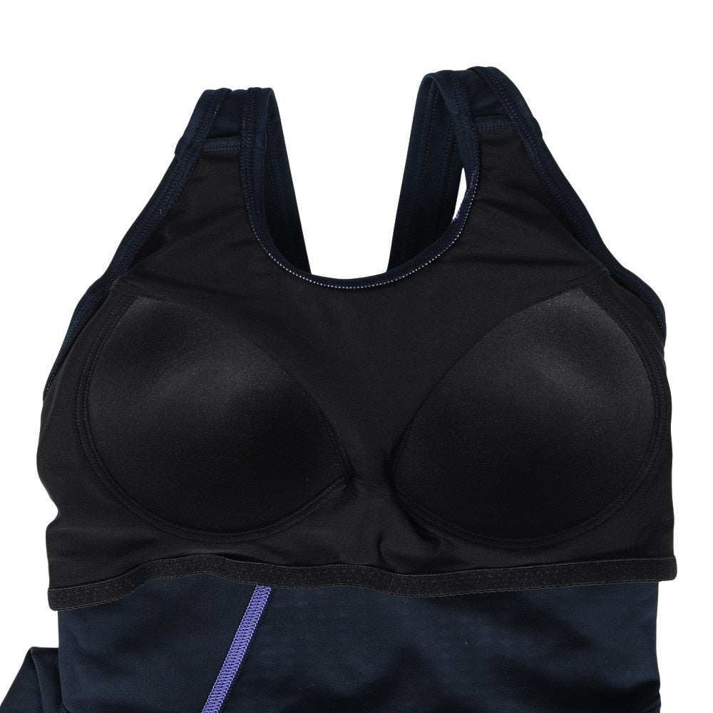 フィットネス水着 アクアエクサ フィットネスワンピーススパッツ ブラック×ブルー S-3Lサイズ AS5SWF02L BKBL