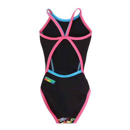 【arena（アリーナ）】ジュニア 女子 競泳水着 トレーニング水着 練習用水着 TOUGHSUIT（タフスーツ）ワンピース オープンバック AS4FWM03G BK01